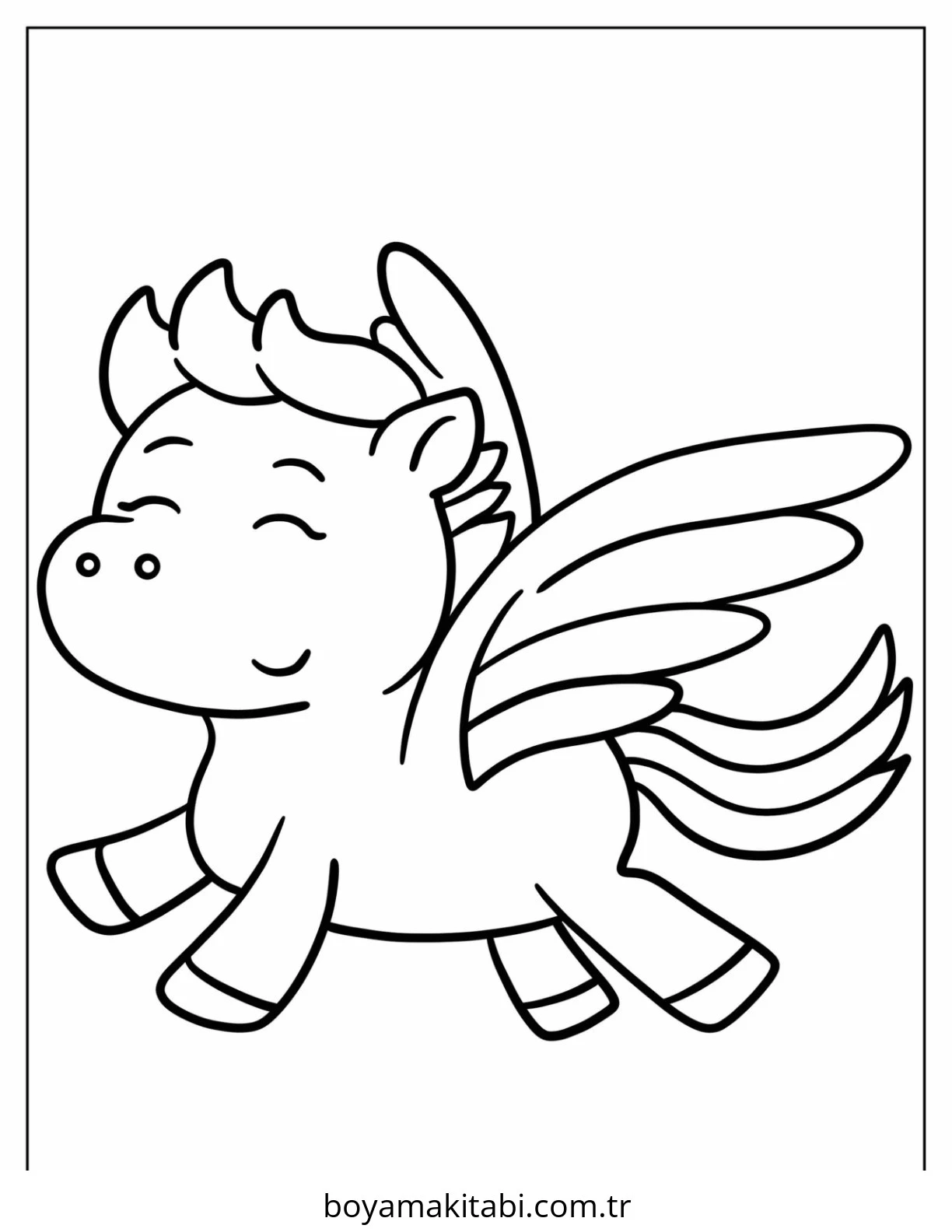 Pegasus boyama sayfası #66 – dikkat ve odaklanma geliştirir, A4 baskıya uygun