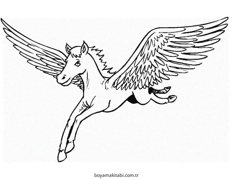 Pegasus boyama sayfası – evde etkinlik, ücretsiz yazdır