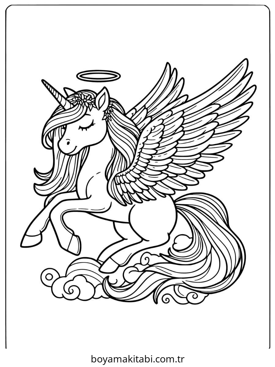 Pegasus boyama sayfası – yaratıcılık, eğlenceli etkinlik