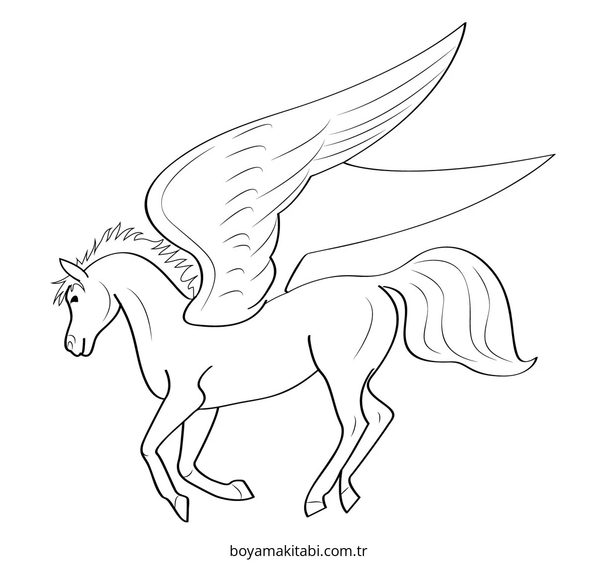 Pegasus boyama sayfası – boyama çalışması, yaratıcılığı geliştirir