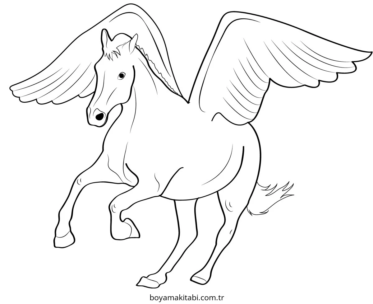 Pegasus boyama sayfası – eğlenceli etkinlik, el becerilerini geliştirir