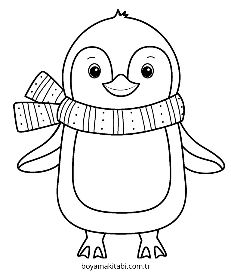 Penguen boyama sayfası – çocuk aktivitesi, PDF indir
