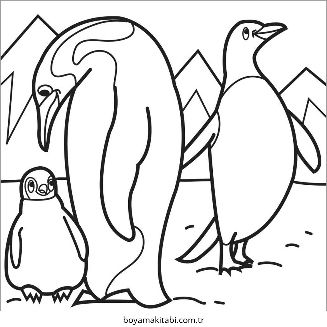 Penguen boyama sayfası – boyama çalışması, yaratıcılığı geliştirir