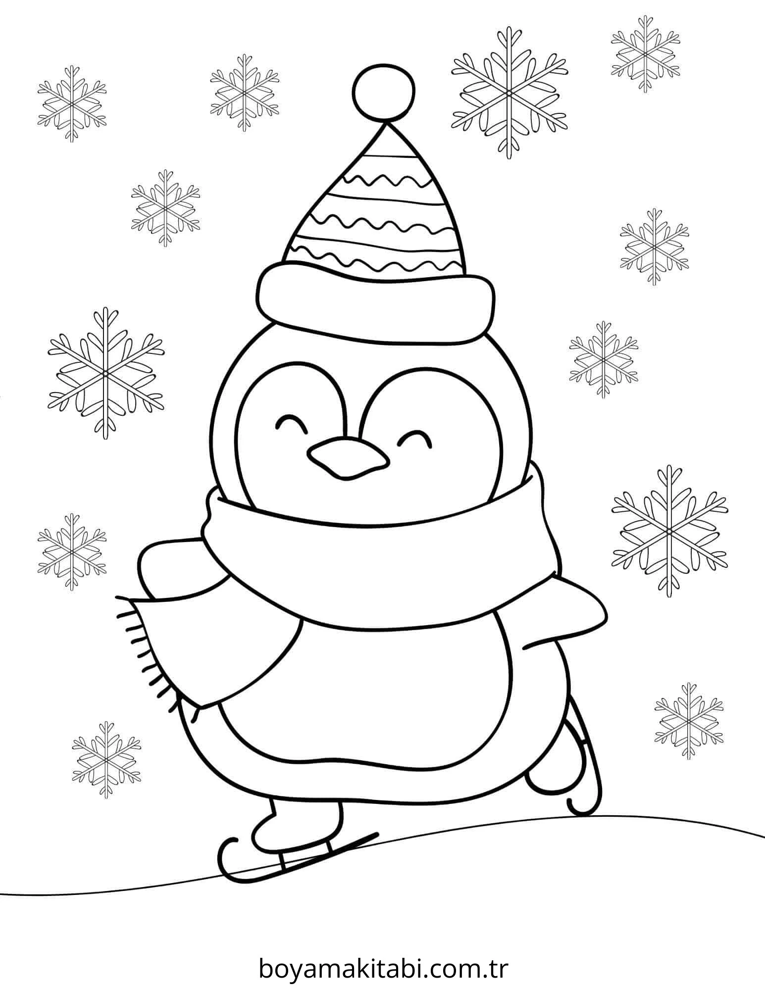 Penguen boyama sayfası – PDF indir, sevimli karakter