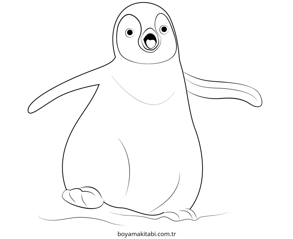 Penguen boyama sayfası – sevimli karakter, sanatsal çalışma
