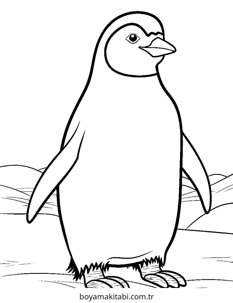Penguen boyama sayfası – sanatsal çalışma, çocuklar için