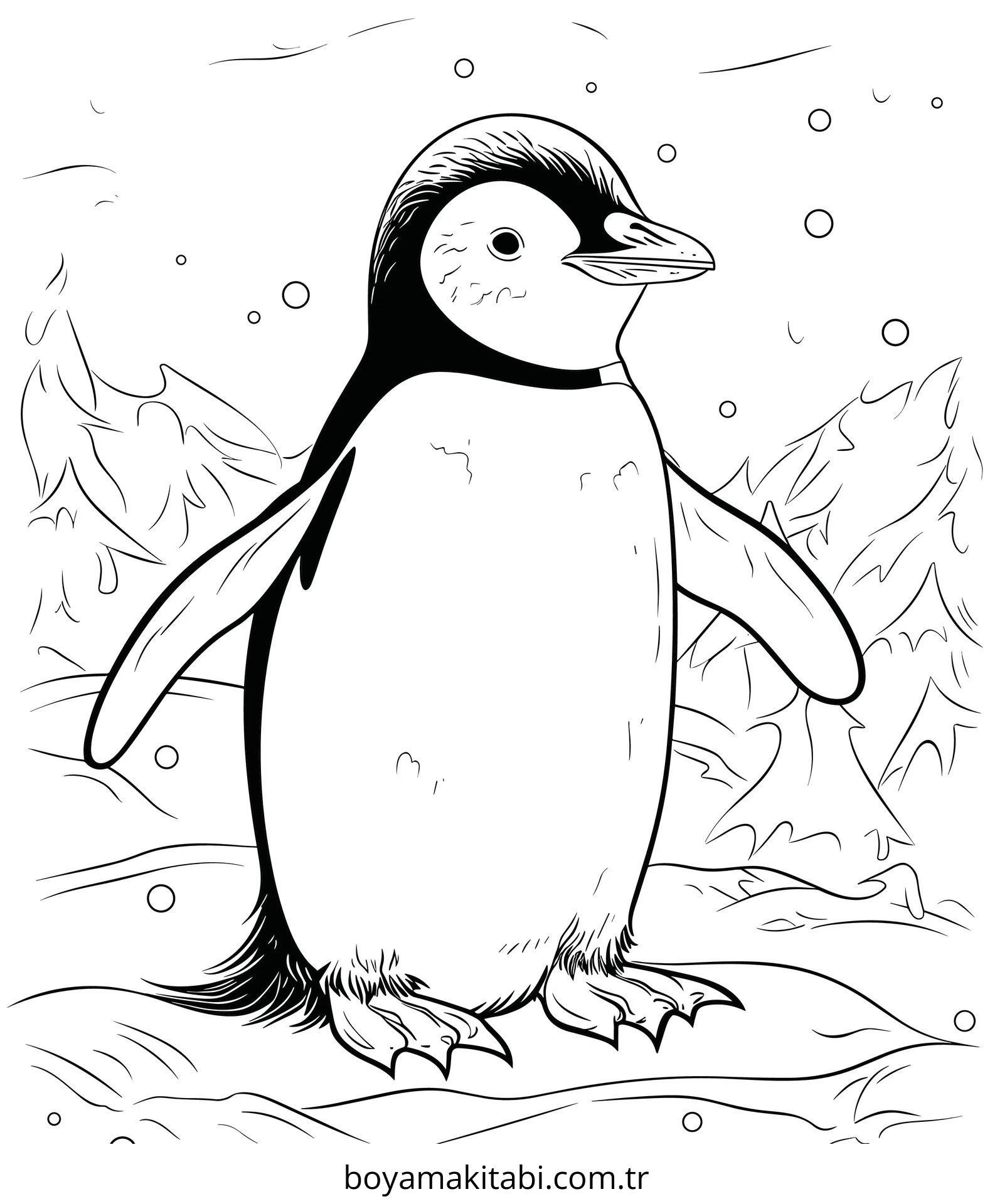 Penguen boyama sayfası – kolay boyama, eğitici aktivite