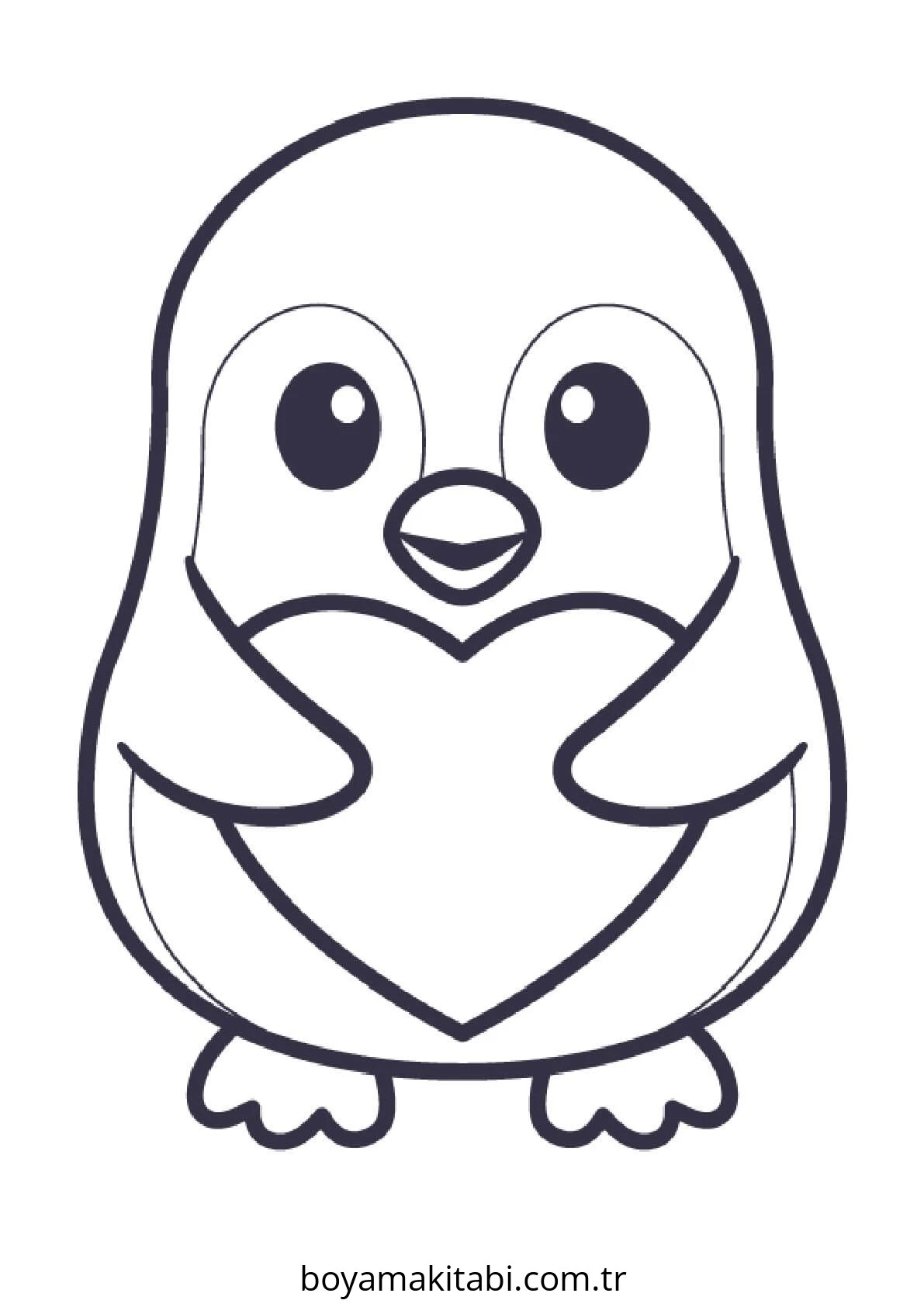 Penguen boyama sayfası – sevimli karakter, sanatsal çalışma