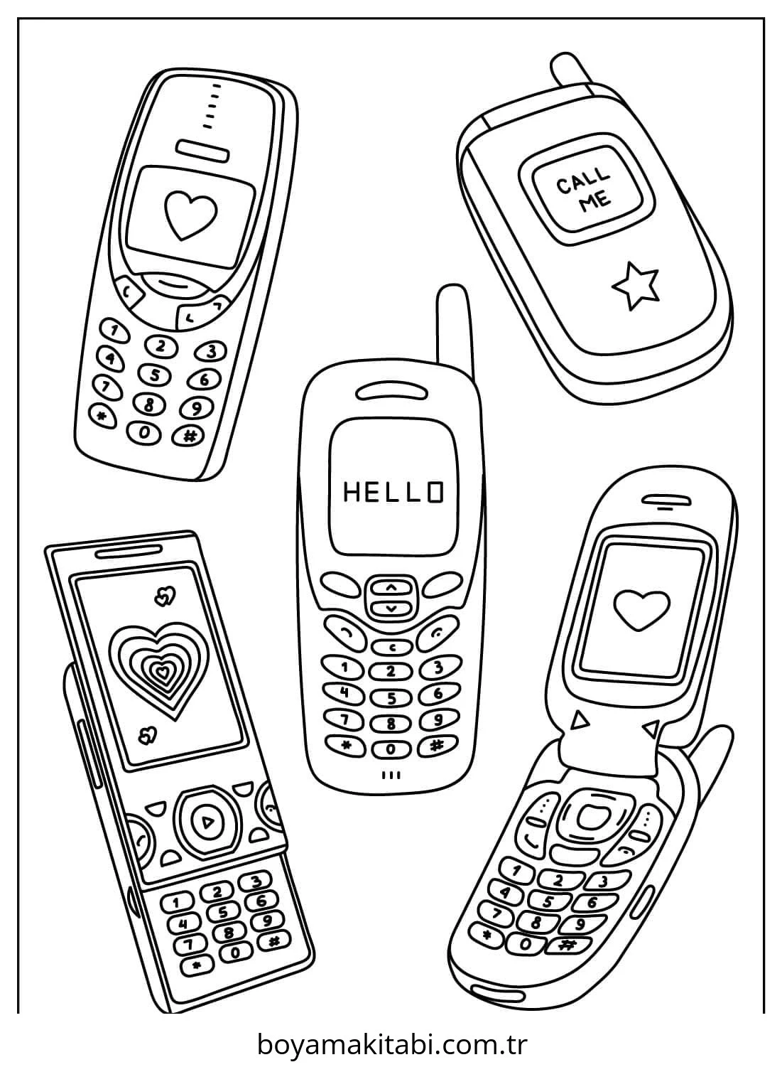 Telefon boyama sayfası #13 – motor becerileri destekler, mürekkep tasarrufu sağlar