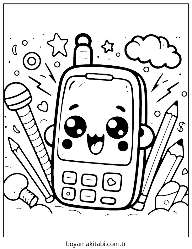 Telefon boyama sayfası – el becerilerini geliştirir, boyama çalışması