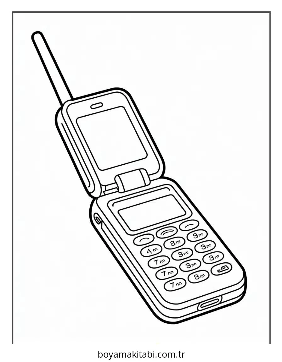 Telefon boyama sayfası – renkli çizimler, okul öncesi