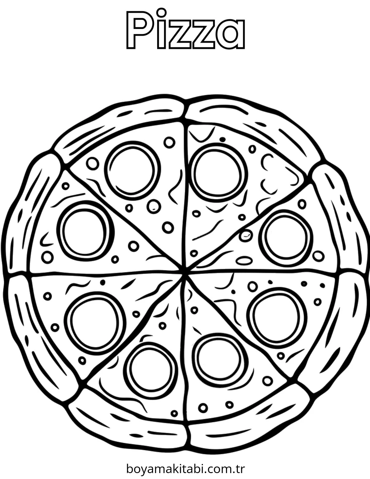 Pizza boyama sayfası – boyama etkinliği, çocuk aktivitesi