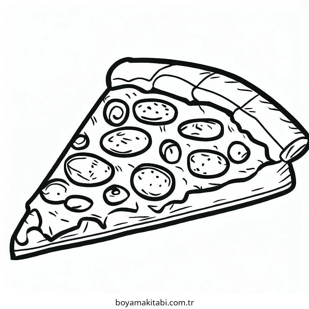Pizza boyama sayfası – sevimli karakter, sanatsal çalışma