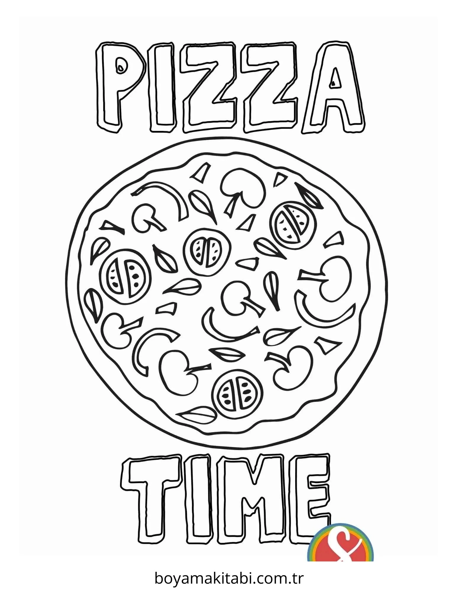 Pizza boyama sayfası – boyama çalışması, yaratıcılığı geliştirir