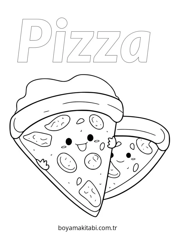 Pizza boyama sayfası – renkli çizimler, okul öncesi