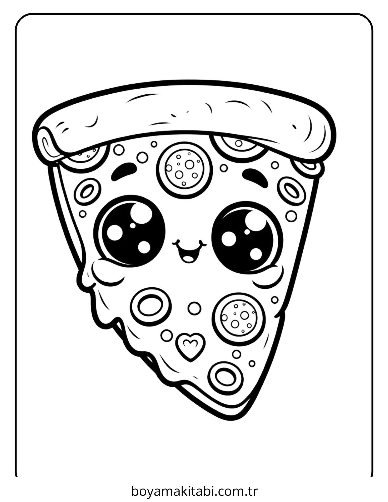 Pizza boyama sayfası – çocuklar için, çizgi film temalı