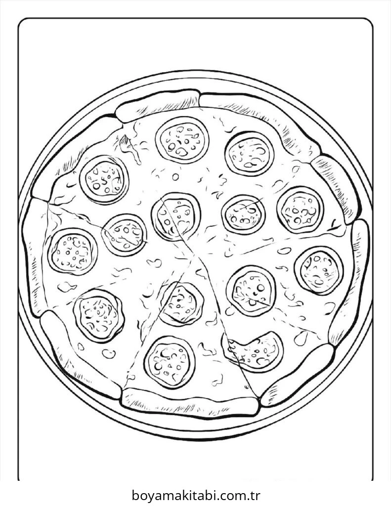 Pizza boyama sayfası – boyama etkinliği, çocuk aktivitesi