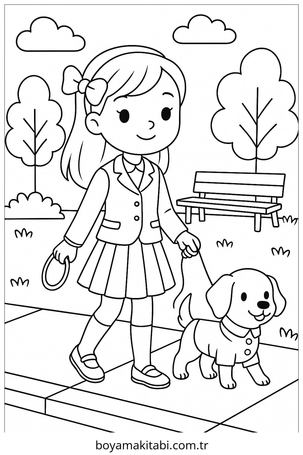 Preppy boyama sayfası – sevimli karakter, sanatsal çalışma