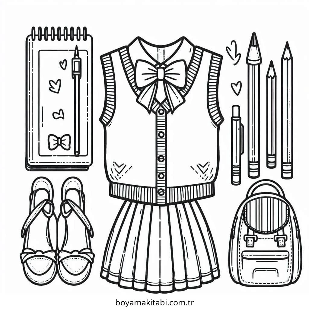 Preppy boyama sayfası – el becerilerini geliştirir, boyama çalışması