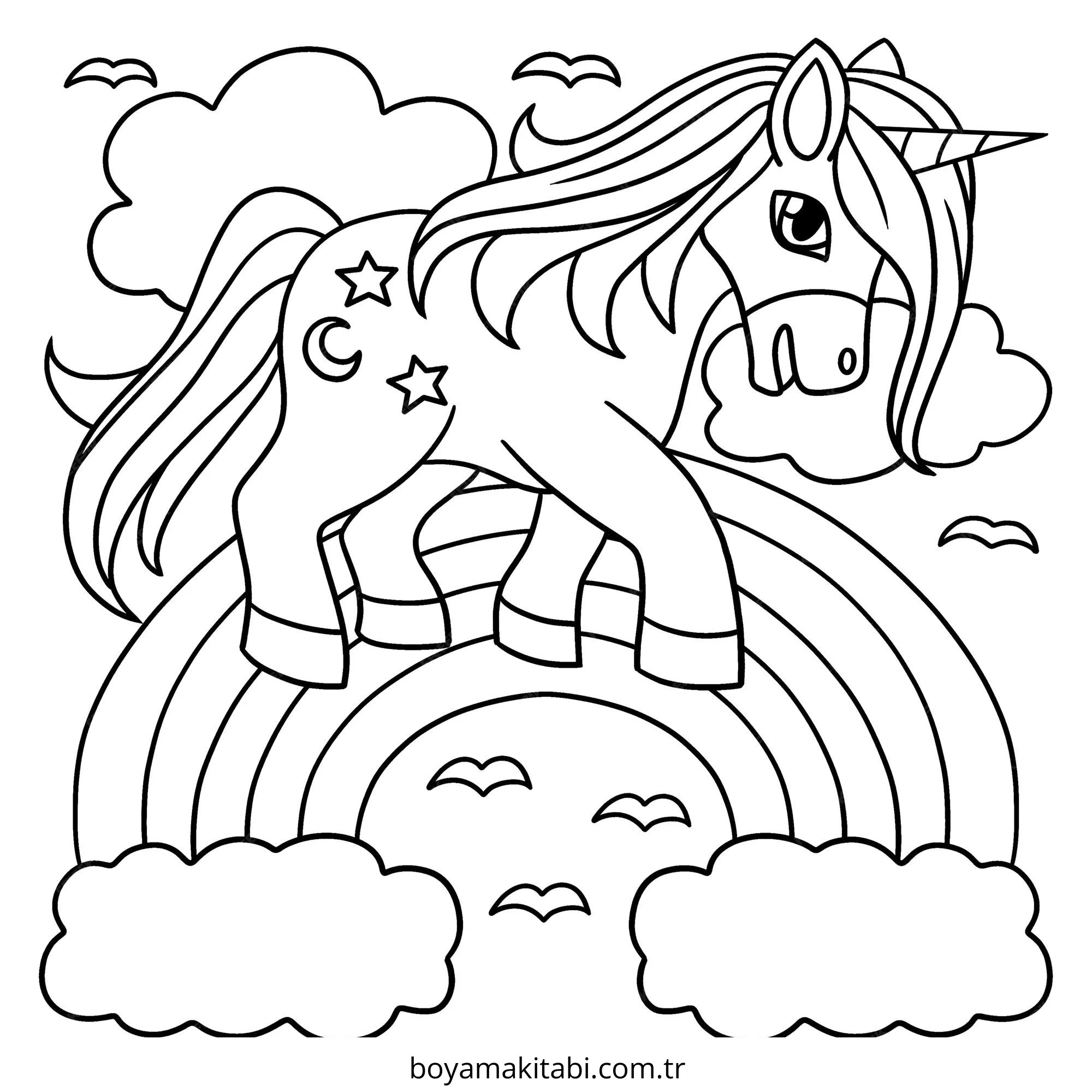 Unicorn boyama sayfası – keyifli zaman, renkli çizimler