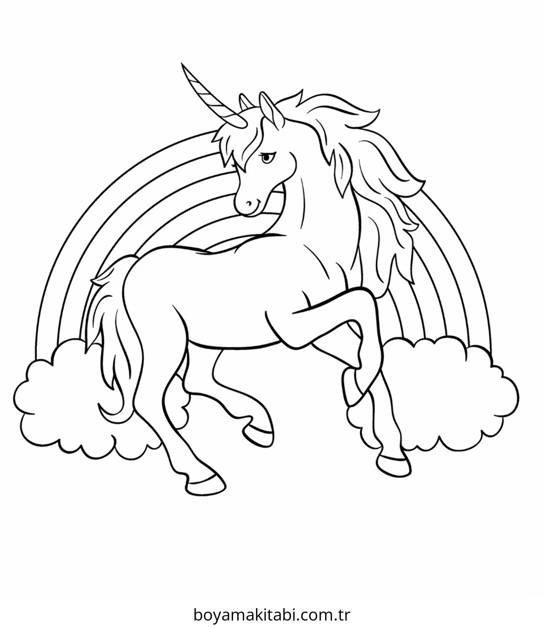 Unicorn boyama sayfası – evde etkinlik, ücretsiz yazdır