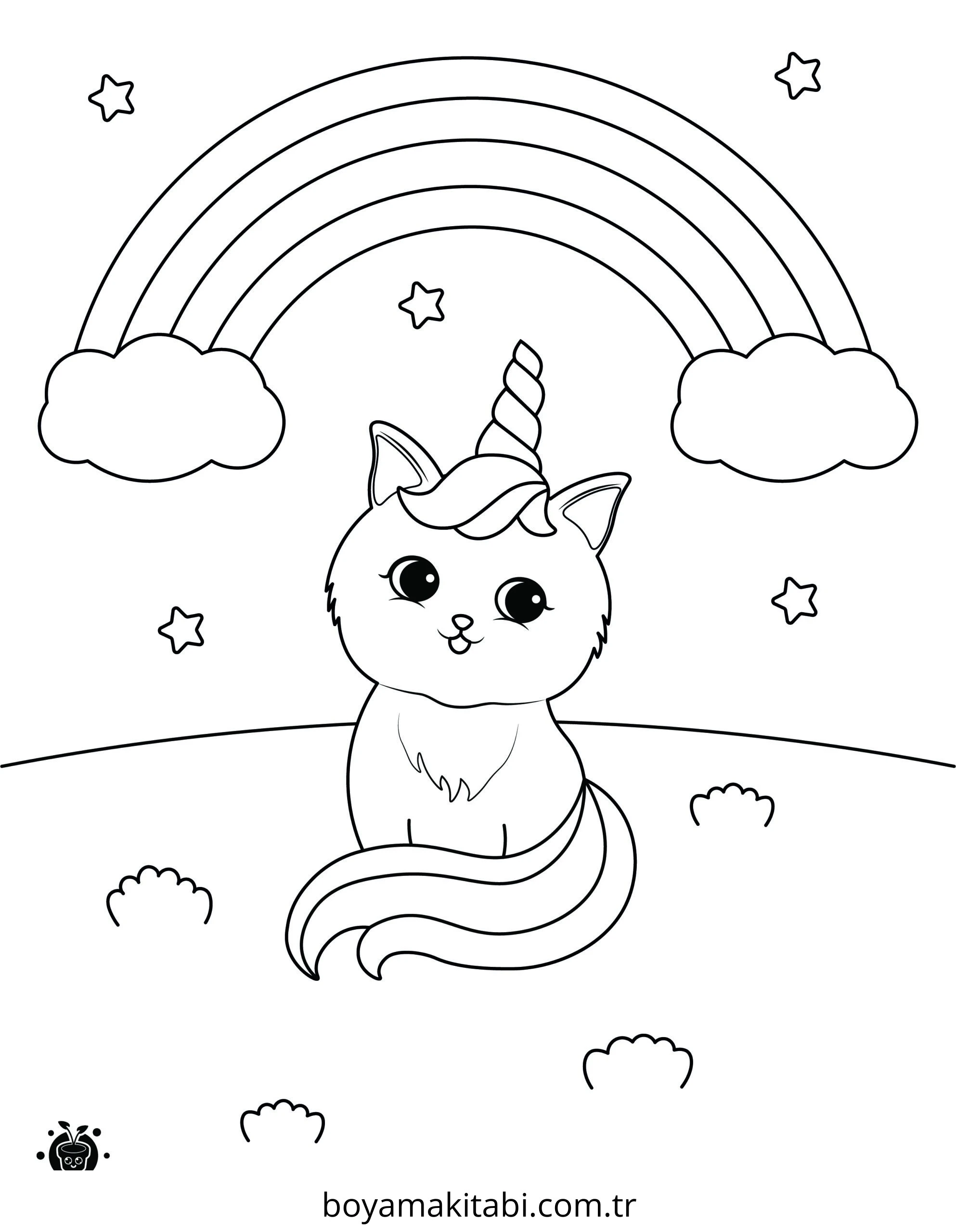 Unicorn boyama sayfası – sanatsal çalışma, çocuklar için