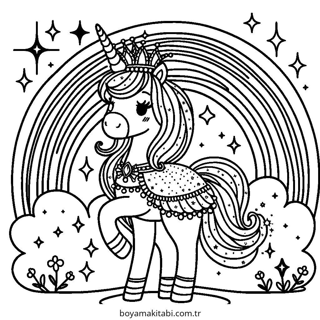 Unicorn boyama sayfası – yaratıcılık, eğlenceli etkinlik