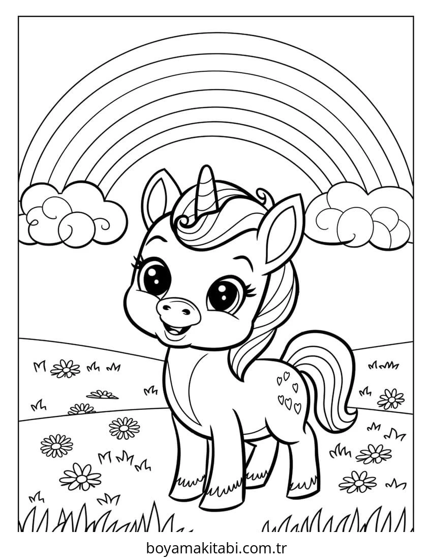 Unicorn boyama sayfası – boyama çalışması, yaratıcılığı geliştirir