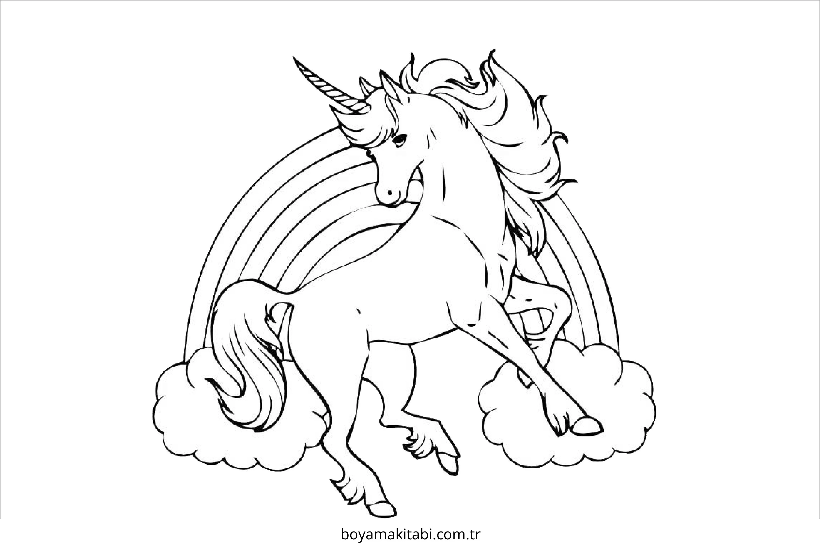 Unicorn boyama sayfası – renkli çizimler, okul öncesi