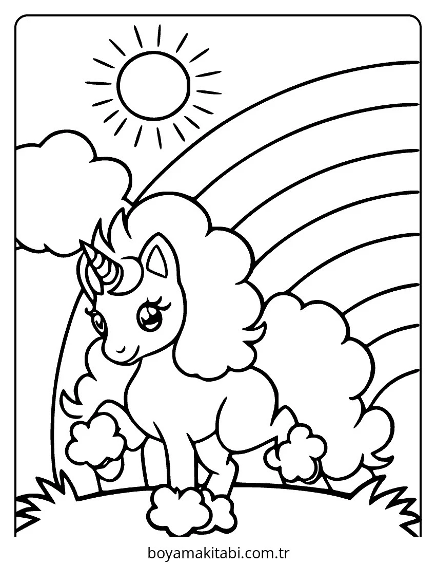 Unicorn boyama sayfası – ücretsiz yazdır, boyama etkinliği