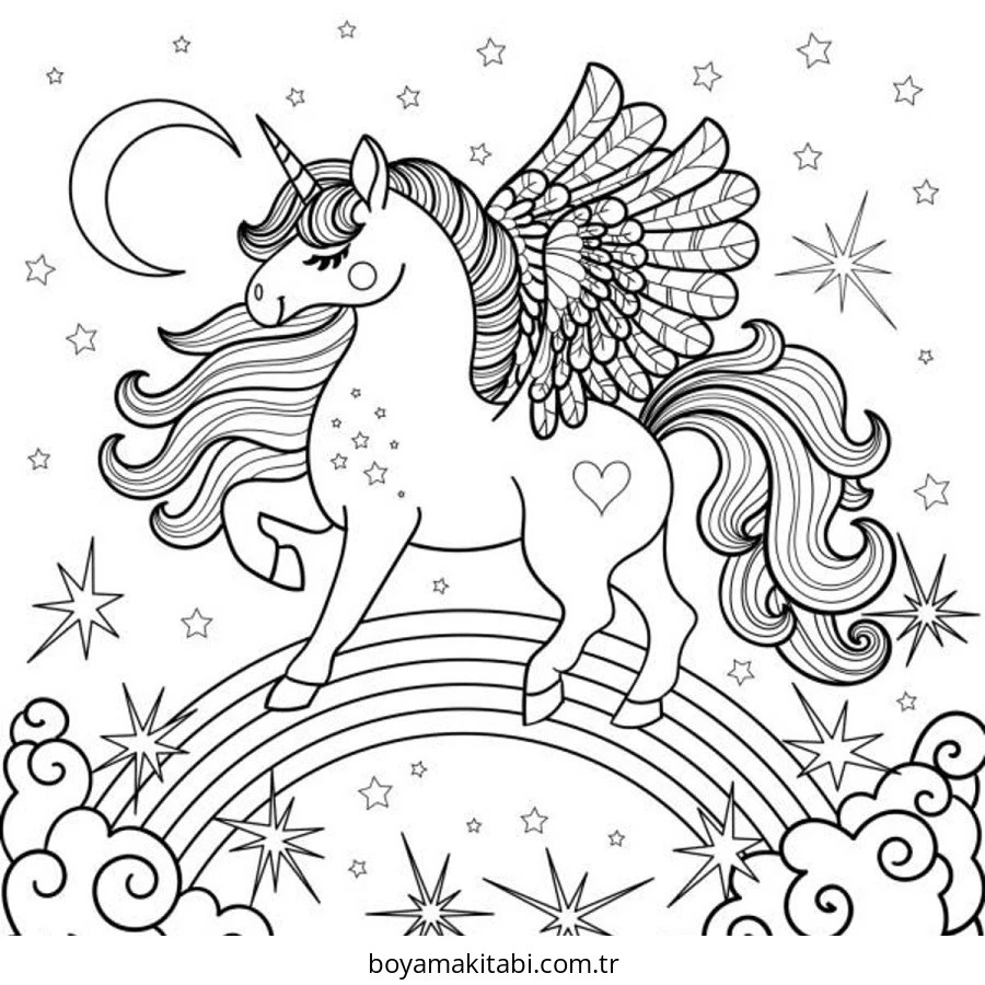 Unicorn boyama sayfası – yaratıcılığı geliştirir, keyifli zaman