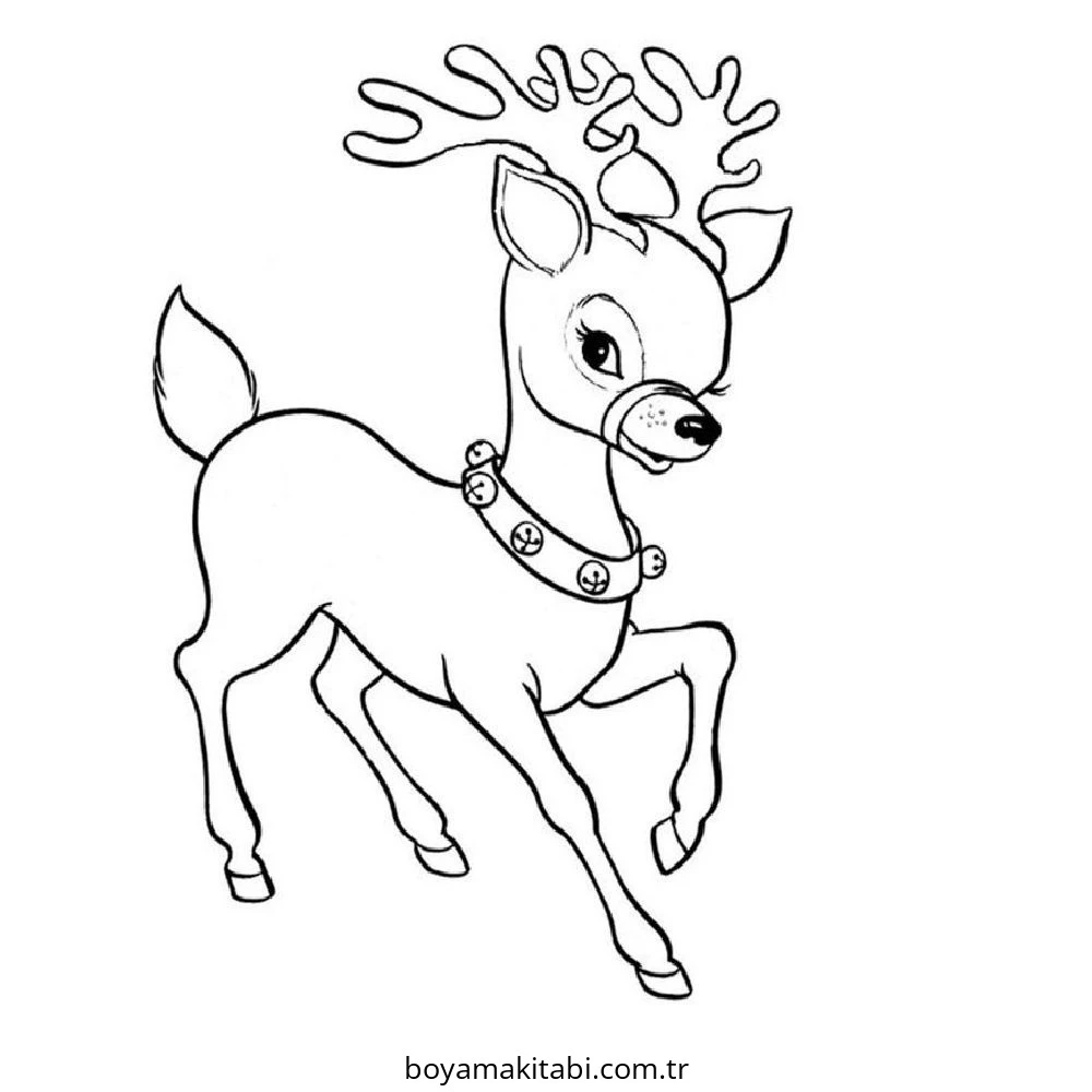 Reindeer boyama sayfası – çocuklar için, çizgi film temalı