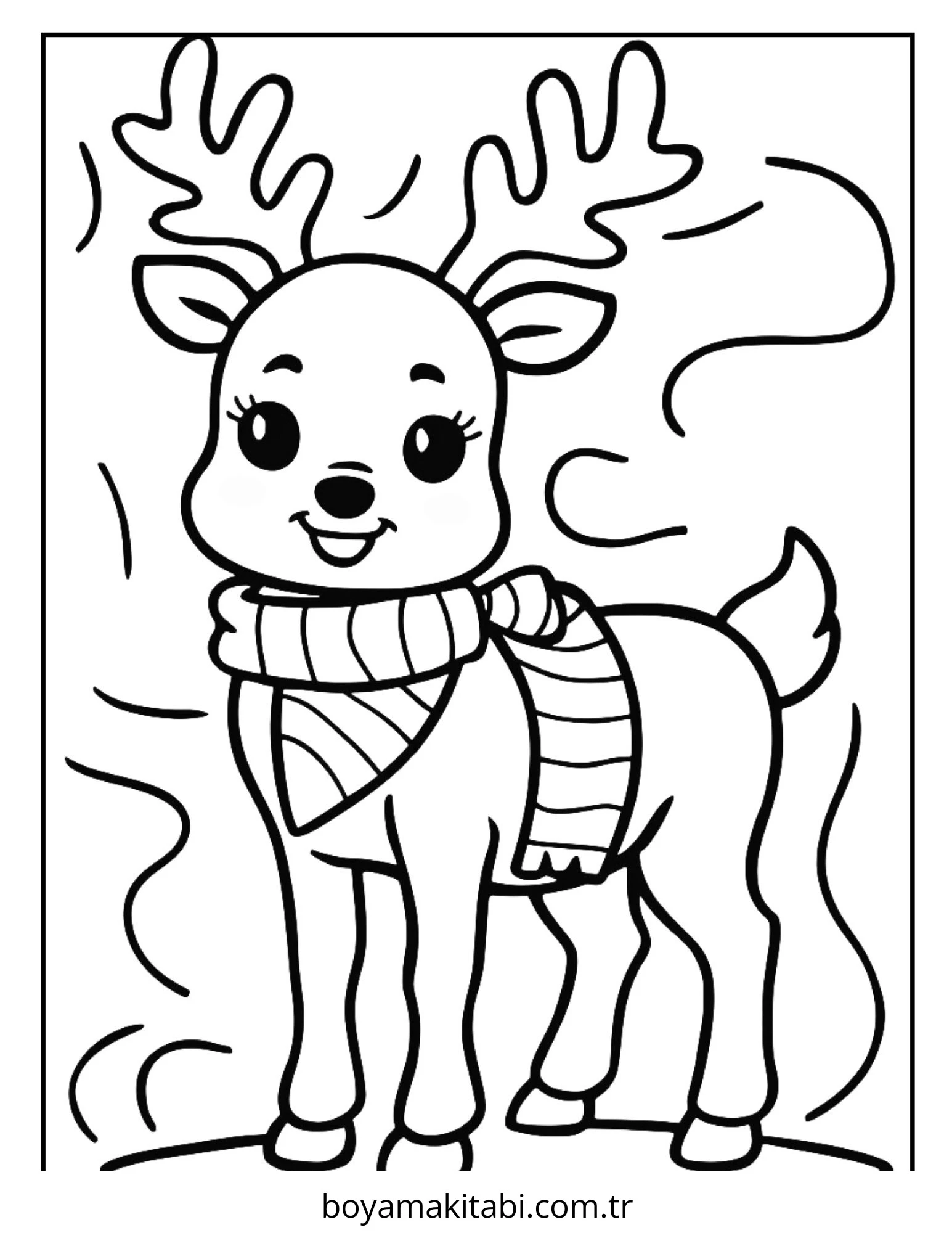 Reindeer boyama sayfası – eğlenceli etkinlik, el becerilerini geliştirir