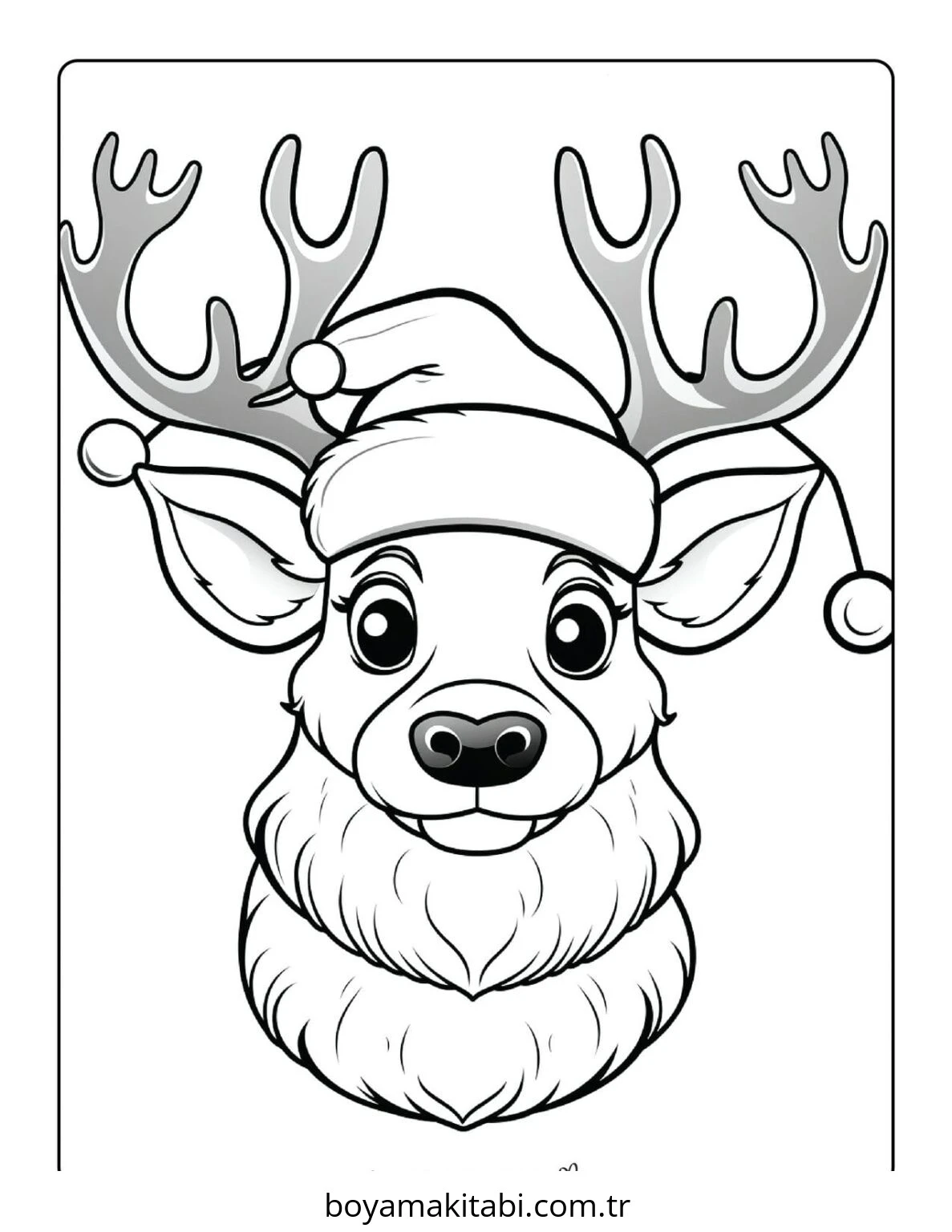 Reindeer boyama sayfası – çizgi film temalı, basit çizim
