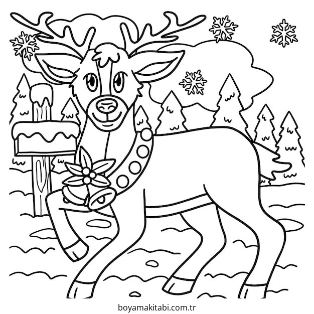 Reindeer boyama sayfası – eğitici aktivite, yaratıcılık
