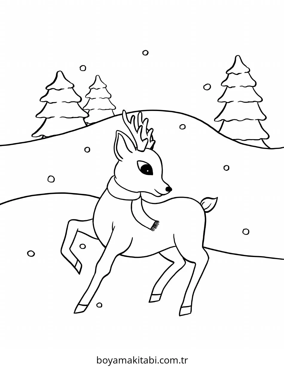 Reindeer boyama sayfası – evde etkinlik, ücretsiz yazdır