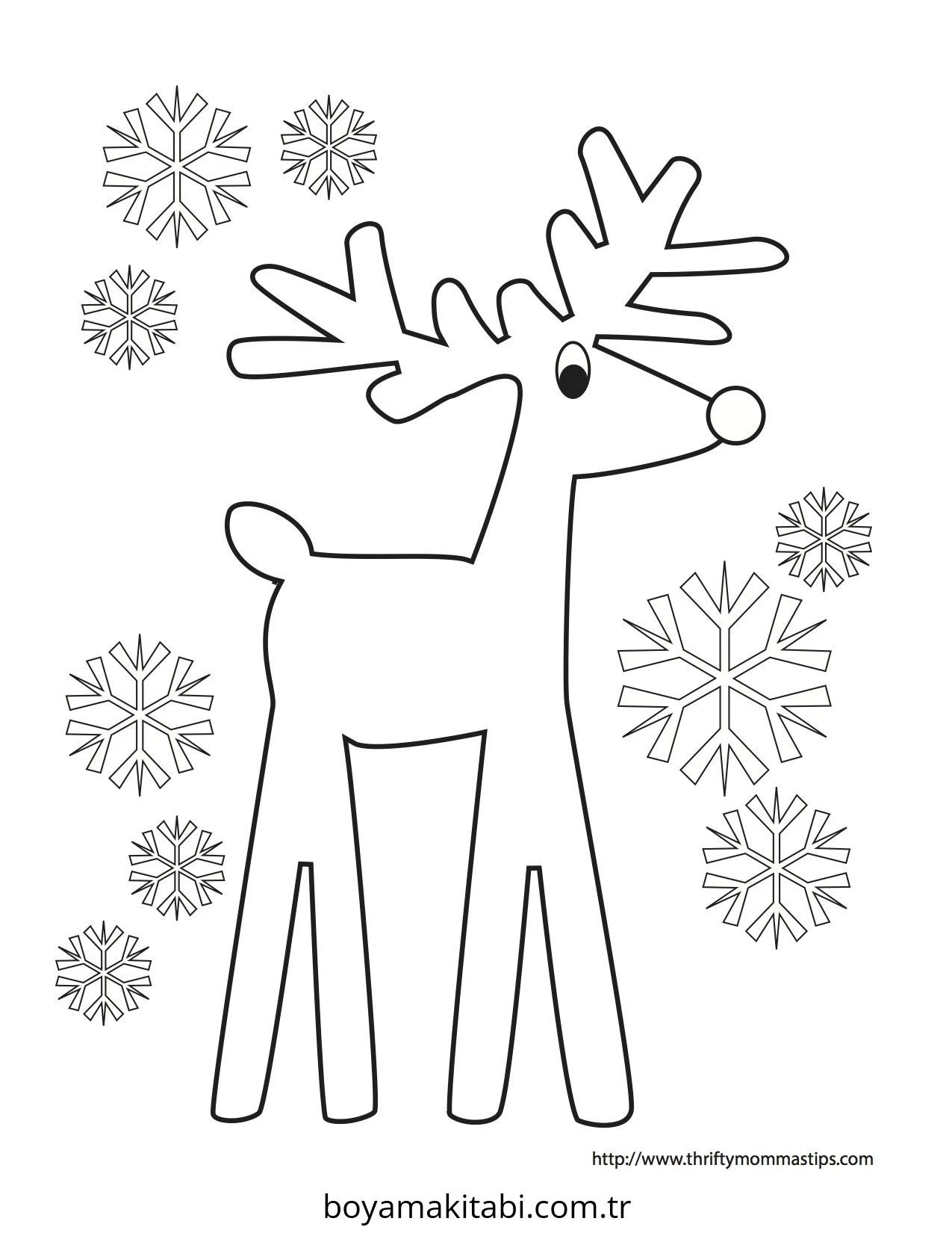 Reindeer boyama sayfası – renkli çizimler, okul öncesi