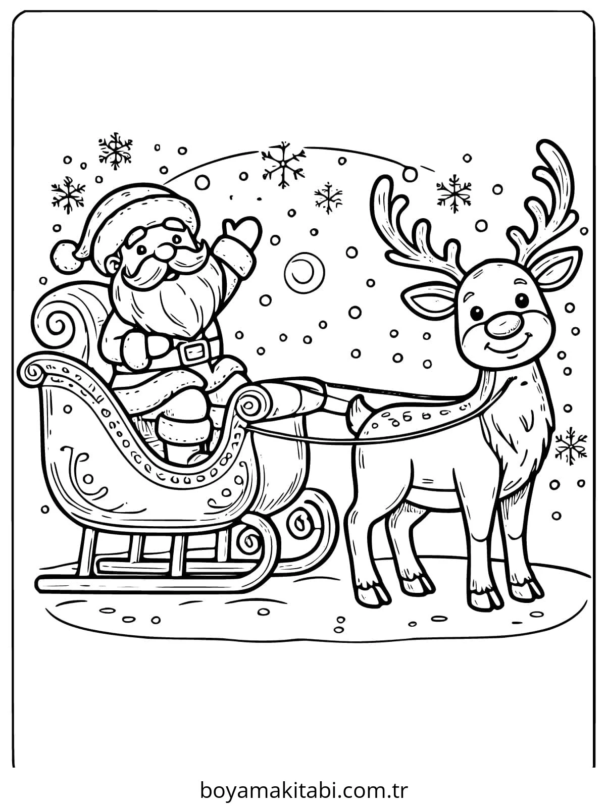Reindeer boyama sayfası – PDF indir, sevimli karakter