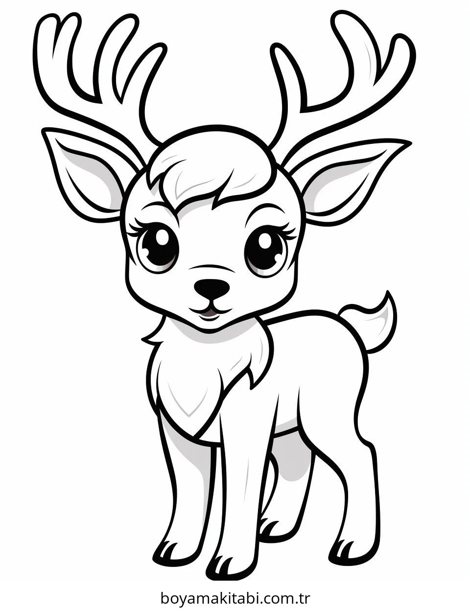 Reindeer boyama sayfası – eğlenceli etkinlik, el becerilerini geliştirir