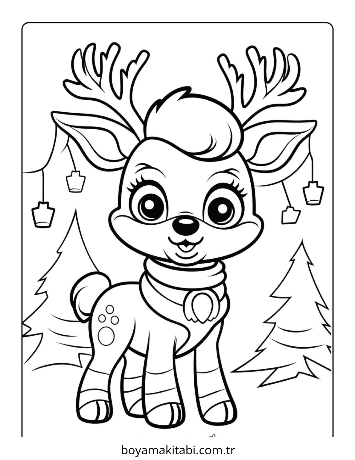 Reindeer boyama sayfası – ücretsiz yazdır, boyama etkinliği