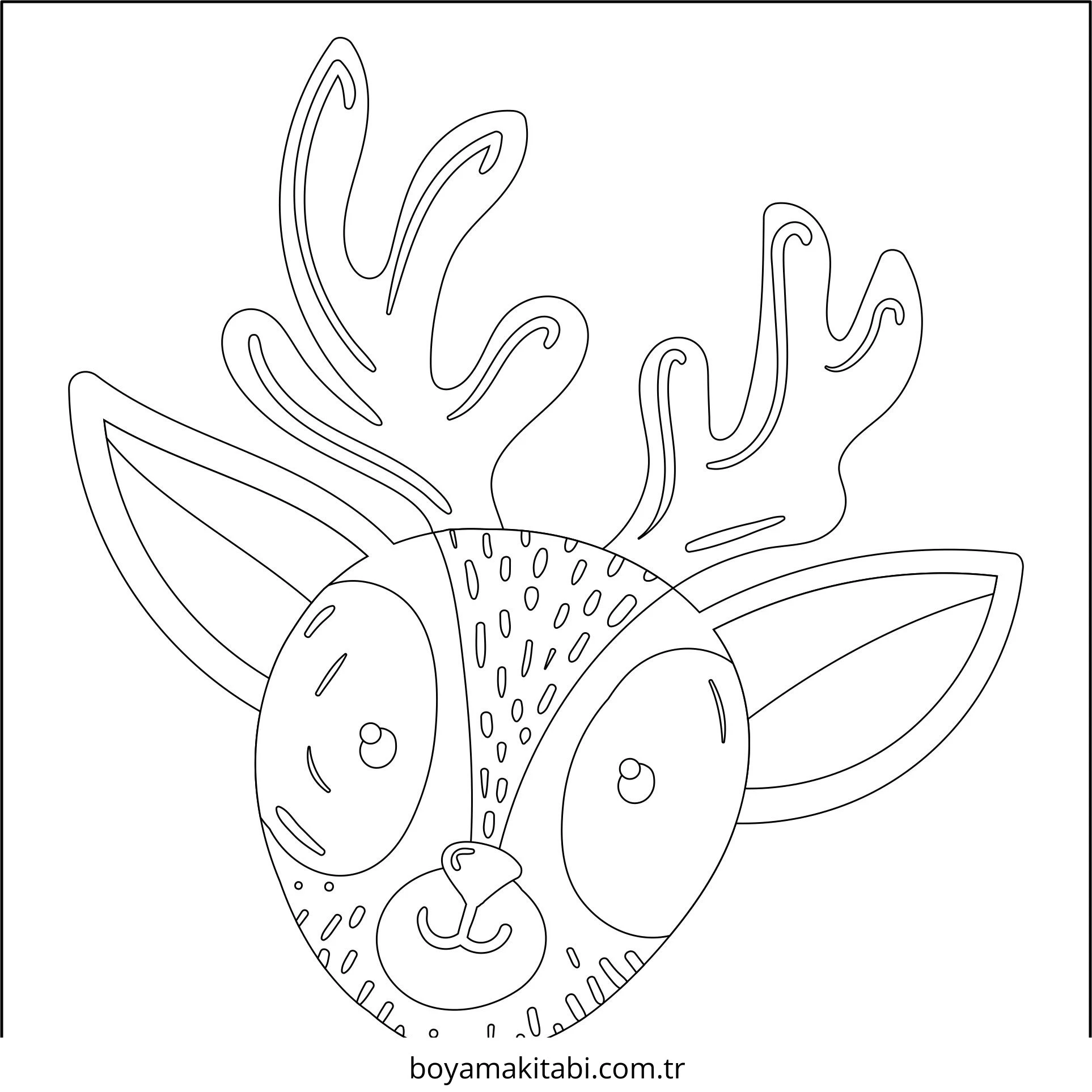 Reindeer boyama sayfası – PDF indir, sevimli karakter
