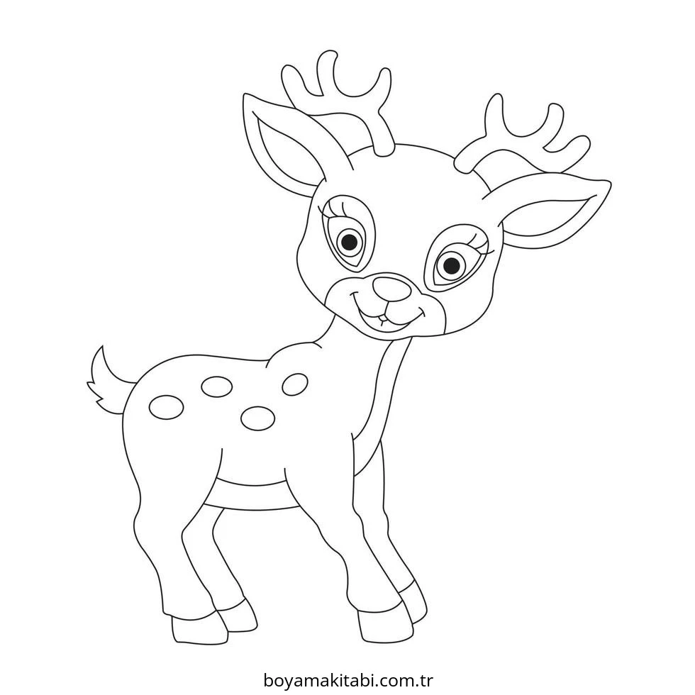 Reindeer boyama sayfası – kolay boyama, eğitici aktivite