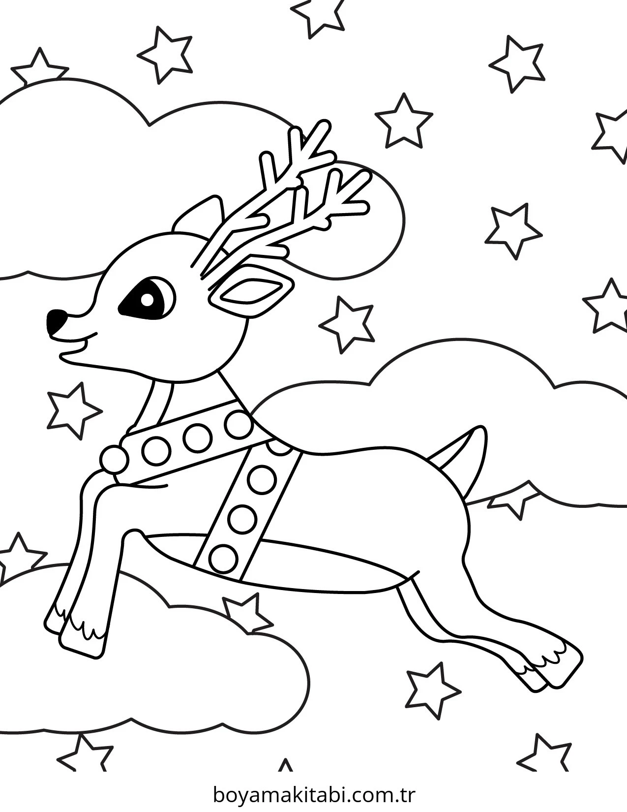 Reindeer boyama sayfası – eğlenceli etkinlik, el becerilerini geliştirir