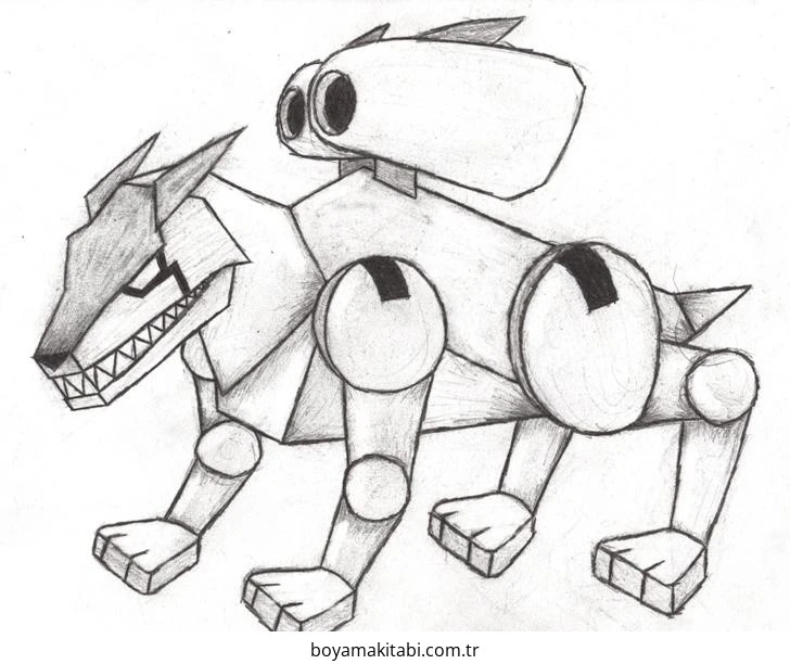 Robot Dog boyama sayfası – kolay boyama, eğitici aktivite