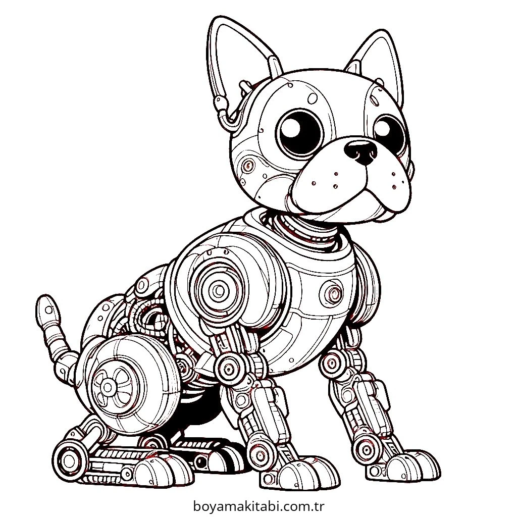 Robot Dog boyama sayfası – eğitici aktivite, yaratıcılık