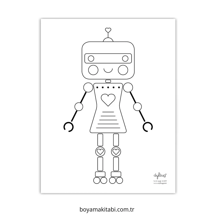 Robot Girl boyama sayfası – eğitici aktivite, yaratıcılık