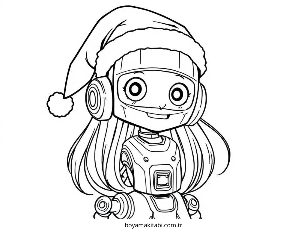 Robot Girl boyama sayfası – renkli çizimler, okul öncesi