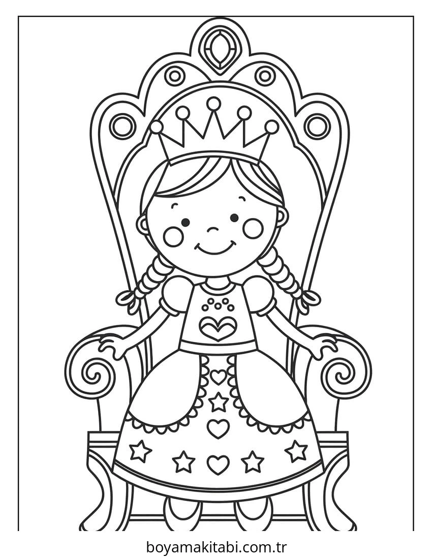 Royal Princess boyama sayfası – sanatsal çalışma, çocuklar için