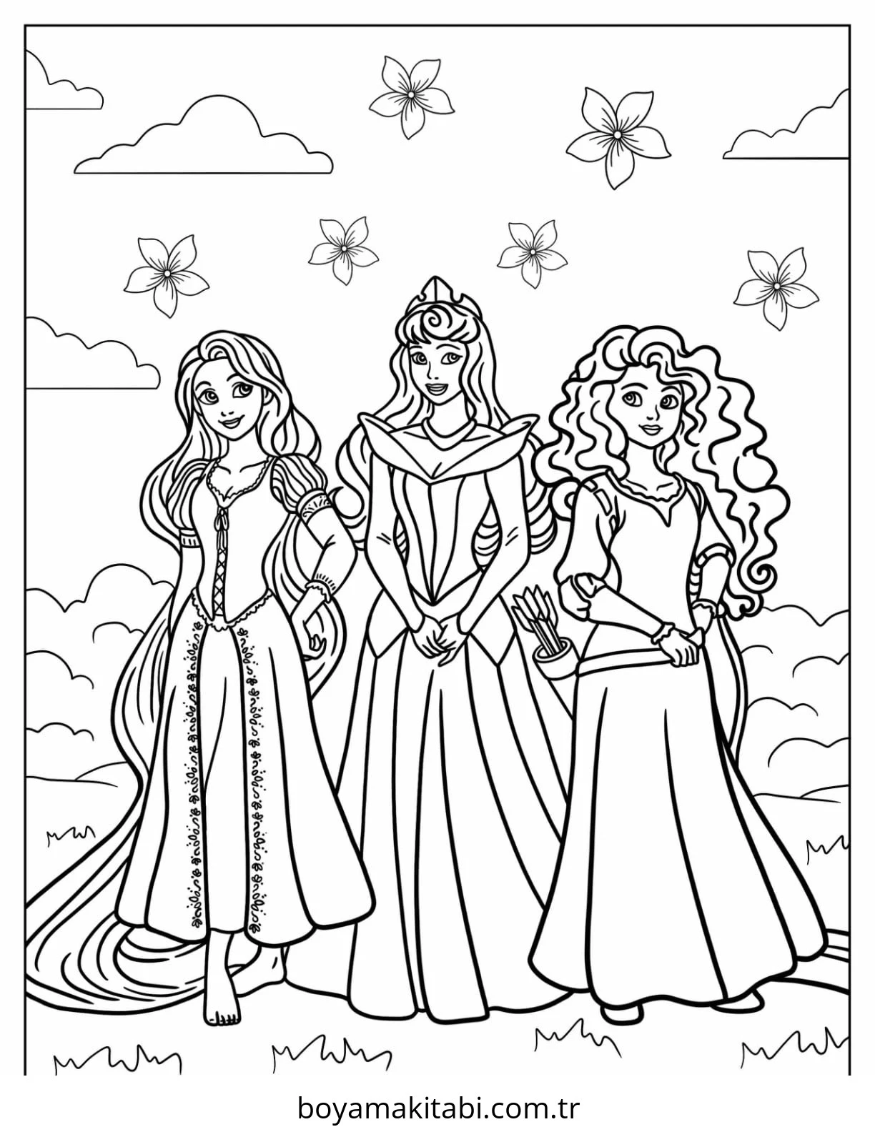 Royal Princess boyama sayfası – PDF indir, sevimli karakter