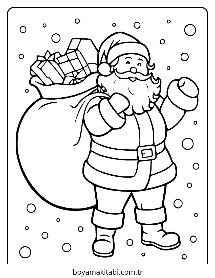 Santa Claus boyama sayfası – renkli çizimler, okul öncesi